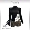 Camiseta de Manga Larga Estilo Americano Puro Deseo Nicho Chic para Mujer, Diseño de Chica Picante Ins de Otoño, Top Ajustado Hueco de Cuello Alto