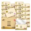 Papel Tissue Puro Qingfeng de Polpa de Madeira Original 4 Folhas Espessado 90 Folhas 24 Pacotes Guardanapos Domésticos Pacote Acessível Caixa Inteira