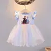 Vestido de Niña Verano Ropa Infantil Manga Corta Falda Tutú Vestido de Princesa Elsa Infantil Vestido de Niña Frozen