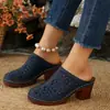 Sandalias de tirón con plataforma de tacón grueso para mujer de talla grande, nuevo estilo de verano 2026, sandalias ligeras y transpirables para exteriores para mujer