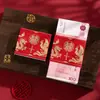 Conjunto de Dinheiro para Presente de Noivado, Conjunto de Dinheiro em Envelope Vermelho para Casamento, Conjunto de Cartões com Envelope Vermelho com Palavras Felizes, Pacote de Dinheiro para Presente de Dez Mil Yuan, Dinheiro para Presente de Dote