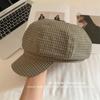 Sombrero Octagonal Nuevo Estilo Coreano Cuadros Azules Estilo Delgado Primavera y Verano Boina Casual de Gama Alta para el Día a Día