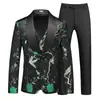 Terno Masculino Jacquard Transfronteiriço Novo Moda Masculina Terno Jacquard Masculino Três Peças Traje de Apresentador MC Palco