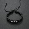 Pulsera de moda retro con cuentas de comercio exterior europeo y americano transfronterizo, pulsera de cuero tejido personalizada para hombre, cuerda de mano