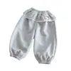 Calça lanterna casual para meninas, nova coleção de outono 2026, calça de comprimento no tornozelo com acabamento em renda para bebês, peça de outer wear estilosa e da moda