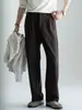 Pantalones Casuales de Lana Lyocell para Hombre con Doble Pinza Cintura Semi-Elástica Otoño 2026 Pierna Ancha Fluida Pierna Recta Adelgazante