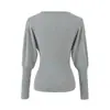 Camada Base Cincha-Cintura Outono e Inverno Elegante Slim Manga Longa Top Estilo Pura Luxúria Manga Morcego Tricô com Forro de Lã para Mulheres