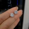 Exquisitos Pendientes Simples de Plata 925 con Aguja de Zirconia Cuadrados Azúcar Redondos Pendientes Pequeños para Mujer 44136