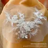 Vestido de Noche de Organza Marrón y Blanco con Apliques Tridimensionales Bordado de Encaje Lentejuelas