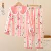 Pijamas para meninas primavera e outono novo terno de manga comprida com lapela roupas para casa infantil cardigan roupas para casa crianças médias e grandes