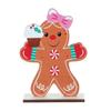 Adornos navideños transfronterizos: pareja de hombrecitos de jengibre, hombrecitos de galletas, adornos navideños de madera para escritorio.
