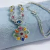 Transmisión en Vivo Más Vendido Nuevo Lujo Plata S925 Chapado en Platino Incrustado Zafiro Multicolor Girasol Collar para Mujeres Moda Venta al por Mayor