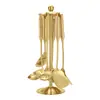 Espátula e colher de aço inoxidável 304 utensílios de cozinha, espátula para panela de aço inoxidável, escumadeira para hot pot, conjunto de presente dourado específico para cozinha
