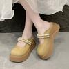 Nuevas Medias Zapatillas Francesas de Punta Cerrada para Mujer Primavera/Verano 2025, Sandalias Mary Jane de Suela Gruesa con Perlas, Adecuadas para Uso en Exteriores