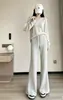 Nuevos pantalones de mujer para otoño e invierno de cintura alta, adelgazantes y de pierna ancha con un diseño ligeramente acampanado, que cuentan con un cordón y una silueta recta de pierna acampanada para un look sofisticado