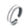 Anillo S925 de Plata Lisa, Anillo de Cola Vintage con Borde Retorcido Desgastado, Anillo de Dedo de Banda Lisa Abierta Personalizado, Anillo de Cola de Moda, Joyería de Plata para Mujer