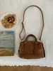 Bolso de Mano Retro de Ante para Mujer Invierno 2026 Nuevo Bolso Tipo Bowling Coreano Bolso de Hombro Cruzado Multifuncional