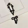 Chaveiro de fita de argila com laço de diamantes, pingente de corrente de contas de cristal da moda, decoração de bolsa de menina, corrente para pendurar no celular