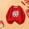 Um suéter infantil de gola redonda com forro de fleece novo suéter infantil espesso com forro de fleece de manga comprida casual cartoon quente