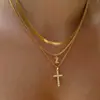 Amazon Transfronterizo Nuevo Collar con 26 Letras Iniciales Moda Colgante de Cruz Personalizado Collar Multicapa Joyería para Mujer