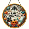 Amazon Mais Vendido Halloween Caveira Fantasma Teia de Aranha Placa de Porta de Madeira Pingente de Decoração de Casa de Madeira Impressão