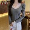 Camisa básica de manga larga con encaje Pure Desire para mujer, nueva, cálida, única, elegante, ajustada y adelgazante, para otoño e invierno.