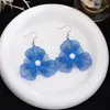 Pendientes de Perla con Flor Hueca en Color Pintura Europea y Americana, Lujo Ligero, Estilo Pastoral de Gama Alta, Pendientes Frescos y Dulces para Mujer