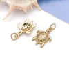 Acessórios para joias DIY, pingente de estrela-do-mar transfronteiriço, banhado a cobre com ouro real 18k, cravejado com zircônia, versátil para colares e pulseiras