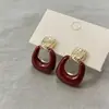 Pendientes Clásicos Rojos Ancola Estilo Hong Kong para Mujer, Moda de Alta Gama, Pendientes Sencillos de Goteo de Aceite, Accesorios para Orejas de Alta Gama de Nicho