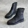 Botas Negras Estilo Martin para Mujer 2020 Otoño e Invierno Nuevas Versátiles Planas con Cordones Botines Cortos Casuales Moda Estilo Británico Botas Individuales Modernas