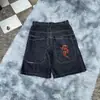 Shorts Jeans Estampado Hip Hop Europeu e Americano Direto da Fábrica Transfronteiriça Calças Casuais de Perna Larga Marca de Moda Americana Masculina