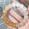 Pulsera de jade blanco transparente con degradado de hilo de mano de dedo suave con placa de estudiante de Little Red Riding Book, pulsera de cuentas redondas de imitación Bodhi para pareja