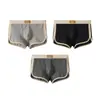 Roupa Íntima Masculina Huajielong de Seda Gelada Texturizada, Cor Sólida, Atacado, Cintura Média, Tamanho Grande, Boxer Respirável Masculino, Pode Ser Enviado em Nome dos Clientes