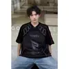 Camiseta Masculina Estilo Jersey Retrô Americano, Malha de Verão Secagem Rápida Respirável Estilo Motociclista Manga Curta Roupas de Ciclismo para Motocicleta