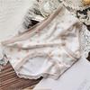 80-1201928 Fan de Lunares # Lindas Retro Color Caramelo Seda de Hielo Ajustadas Sexy Tiro Bajo Calzones para Mujer