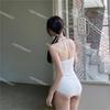 Coreia do Sul Novo Pequeno Peito Simples Cor Sólida Costas Nuas Cor Nebulosa Cobertura da Barriga Emagrecedor Pescoço Maiô para Mulheres Bikini
