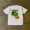 Camiseta Vintage com Estampa de Panqueca LeTTer Algodão Clássico Masculina