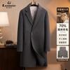 Casaco Trench Coat de Lã Dupla Face com Forro Longo Destacável de Penugem de Ganso para Homens, Casaco Jaqueta de Lã de Botão Único de Lapela Dupla para Outono e Inverno
