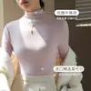 Camisa Base Manga Longa Gola Meia-alta Modal Feminina Roupa de Exterior Fina de Dentro Outono 2024 Nova Slim-fit Cor Sólida