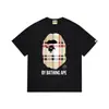 Fornecimento Atacadista Transfronteiriço de Marca Tendência de Comércio Exterior Algodão Puro Bape Cabeça de Macaco Tubarão Manga Curta Tubarão Macaco Camiseta