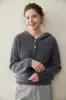 Estilo Novo Outono e Inverno Todo em Torcido Cor Pura Caxemira Camisa Básica Tricotada Feminina com Capuz Estilo Preguiçoso Suéter Grosso Solto