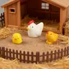 Família de Franguinhos Fofos, Ovos, Galinheiro, Paisagem em Miniatura Simulada DIY, Artesanato Estéreo de Resina, Pequenos Enfeites