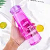 Vaso de Agua Transparente de Vidrio Diamante Vaso de Agua Portátil para Estudiantes con Tapa Vaso de Mano Colorido para Deportes al Aire Libre Poligonal