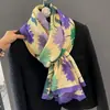 Bufanda para Mujer 2025 Nuevo Estilo Coreano Versátil Cálida Otoño e Invierno Bufanda de Algodón y Lino Chal Largo con Bufanda Fina de Seda