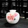 Jarrón con Forma de Calabaza con Flores Hechas a Mano, Mini Jarrón de Flores, Recipiente para Flores Frescas para Mesa de Centro, Adorno Decorativo para Sala de Estar, Jarrón de Cerámica para Pequeño Arreglo Floral