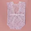 Roupas de fotografia infantil europeias e americanas recém-nascido V profundo costas expostas renda ha roupa bebê 100 dias Roupa para foto macacão