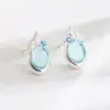 Pendientes Originales de Plata de Ley S925 con Aguamarina para Mujer Estilo Ins Diseño de Nicho Exquisitos Pendientes de Gama Alta Venta al por Mayor
