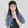 Peruca Feminina Degradê Azul Smog Fibra Química Chapéu Peruca Moda Popular na Internet Peruca de Ondas Grandes Peruca de Cabelo Longo Cacheado Chapéu Peruca