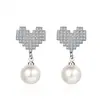 Super Flash Chanel Moda Estilo Coreano Aretes de Perlas de Alta Calidad Amor Aretes Cortos Mujer Combinan con Todo Elegante Mayorista