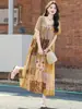 Novo vestido de algodão e seda estilo étnico para mulheres, estilo de férias de verão plus size, elegante vestido de praia de alta qualidade para mães